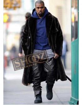 Singer Kanye West Black Leather Pant 